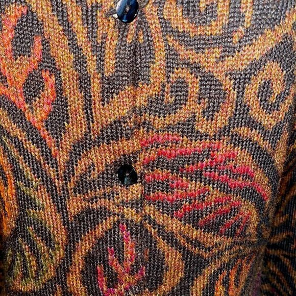 PERUVIAN CONNECTION 100% Alpaca Cardigan Jacket - Fall Colors - EUC - Size XS - Picture 3 of 9